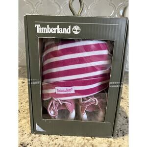Timberland Infant Crib Booties Hat Gift Pack with Beanie Pink 9680R e Size 2